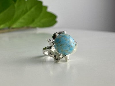 925 Sterling Silver Larimar Ring Size 6.75