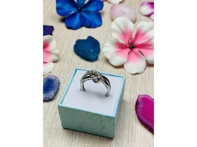 925 Sterling Silver White Topaz Ring Size 6.5