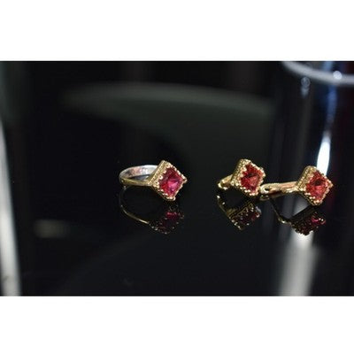925 Sterling Silver with Gilding Alpanite Set (Ring Size 6)