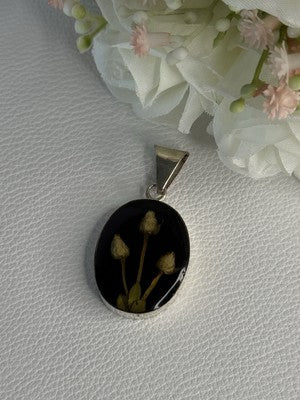 925 Sterling Silver Real Pressed Flower Pendant Length 1.70 Inch