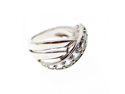 925 Sterling Silver Aquamarine Ring Size 6.5