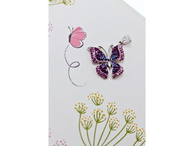 925 Sterling Silver Multicolor CZ "Butterfly" Pendant