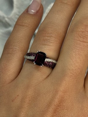 10K White Gold Spinel & Diamond Ring Size 6.5