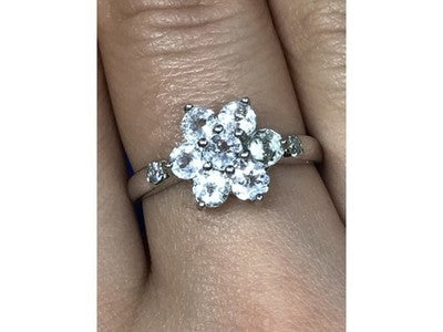 925 Sterling Silver CZ "Flower" Ring Size 8