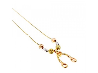 Designer 18K Yellow, White & Pink Gold Diamond Italy Necklace