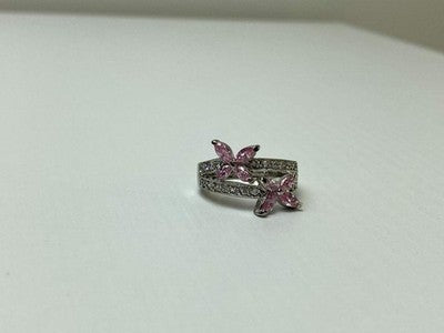 925 Sterling Silver CZ "Butterflies" Ring Size 6.5