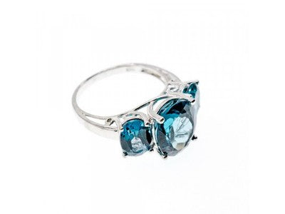 925 Sterling Silver Aquamarine Ring Size 9