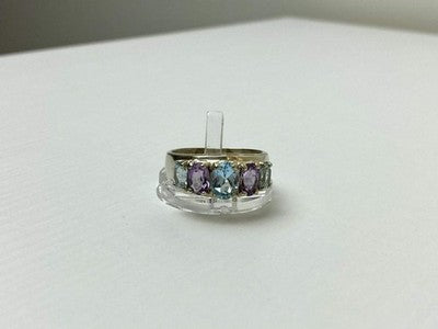 925 Sterling Silver Blue Spinel & Tanzanite Ring Size 11.25