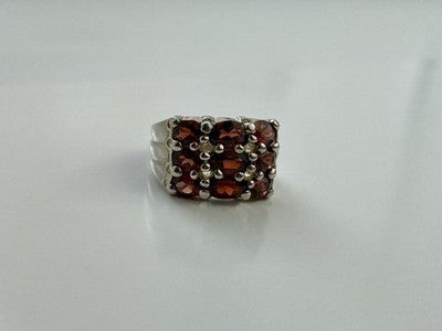 925 Sterling Silver Almandine Ring Size 8