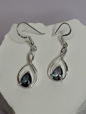925 Sterling Silver Alexandrite Earrings Length 1.8 Inch