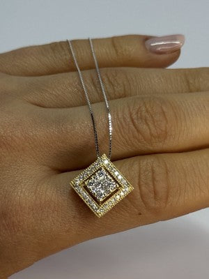 14K YELLOW WHITE GOLD CZ NECKLACE LENGTH 18 INCH