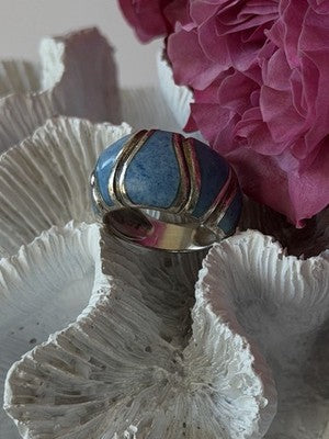 925 Sterling Silver Sodalite Ring Size 6.5