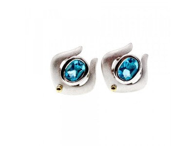 925 Sterling Silver Blue Topaz Stud Earrings