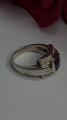 925 Sterling Silver Amethyst & Beryl Ring Size 9