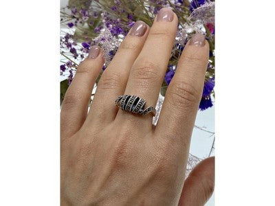 925 Sterling Silver Marcasites "Spiral" Ring Size 9.5