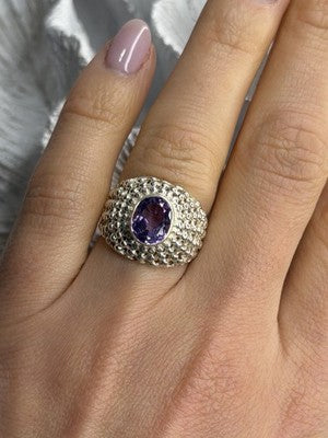 Elegant Design 925 Sterling Silver Amethyst Ring Size 6