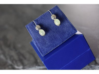 925 Sterling Silver White Jadeite Earrings
