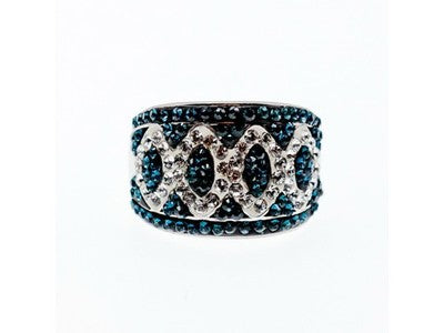 925 Sterling Silver Blue & White CZ Ring Size 7.5