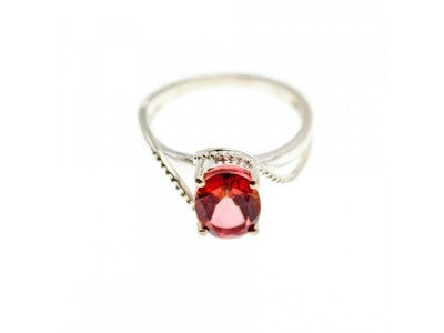 925 Sterling Silver Red Spinel Ring Size 7