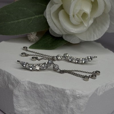 Ear Climbers Ear Crawlers 925 Sterling Silver Cz Earrings