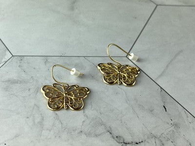 925 Sterling Silver Gold Plated "Butterflies" Earrings