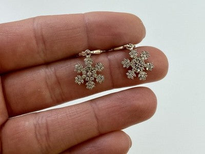925 Sterling Silver CZ "Snowflakes" Earrings