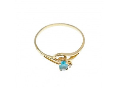 10K Yellow Gold Topaz & Diamond Ring Size 6.75