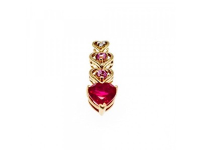 10K Yellow Gold Ruby, Morganite & Diamond Heart Pendant