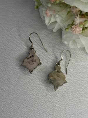 Vintage 925 Sterling Silver Labradorite Earrings Length 1.80 Inch
