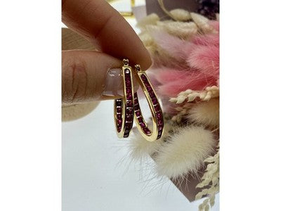 925 Sterling Silver Gold Plated Pink Spinel Earrings