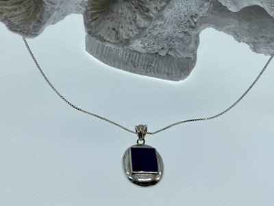 925 Sterling Silver Blue Enamel Chain With Pendant