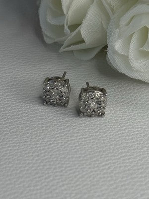 925 Sterling Silver Beryl Stud Earrings Length 0.35 Inch