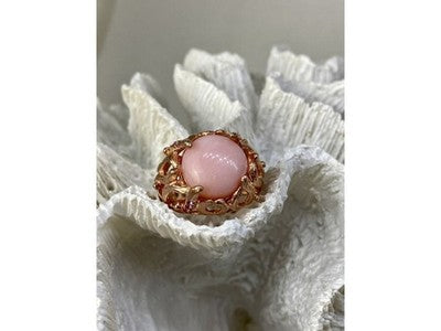 925 Sterling Silver Gold Plated Morganite "Passion" Ring Size 6.5