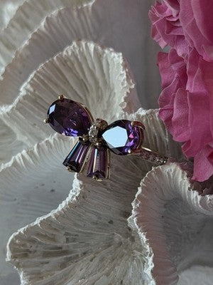 925 Sterling Silver Gold Plated Bow Cz Ring Size 10