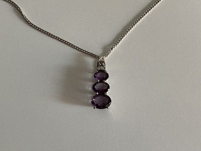 Chain With Pendant Purple CZ
