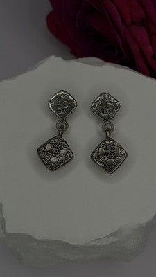 Vintage 925 Sterling Silver Blue Quoc Turquoise Dangle Earrings