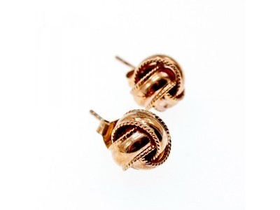 925 Sterling Silver Copper Plated Stud Earrings Italy
