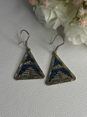 Vintage 925 Sterling Silver Turquoise Earrings Length 1.80 Inch