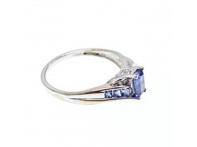 10K White Gold Iolite & Diamonds Ring Size 6.5