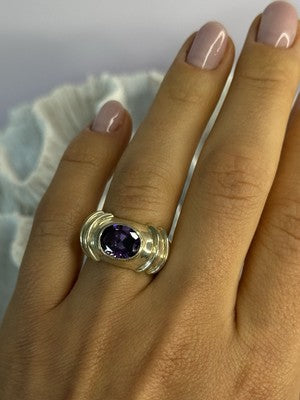 925 Sterling Silver Amethyst Ring Size 7