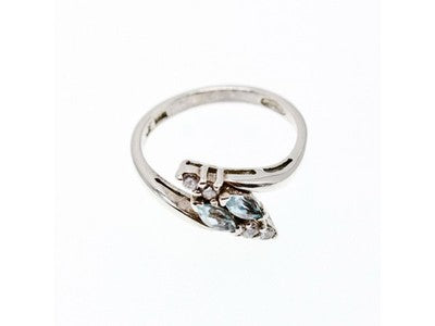 925 Sterling Silver Topaz & CZ Ring Size 7