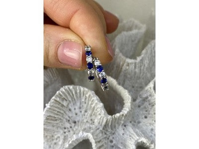 925 Sterling Silver Blue & White CZ Earrings