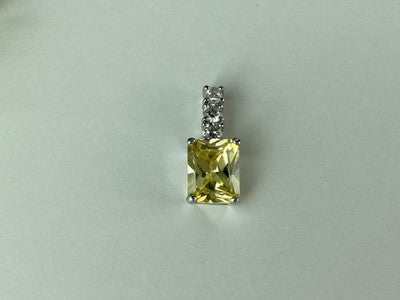 925 Sterling Silver Yellow & White CZ Pendant