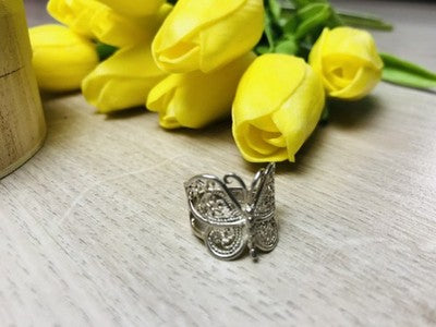 925 Sterling Silver "Openwork Butterfly" Ring Size 6.5
