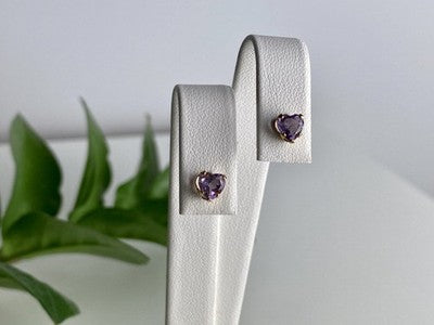 10K Yellow Gold Tanzanite Hearts Earrings