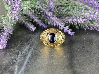 Men'S 925 Sterling Silver Gold Plated Sapphire Ring Size 12.5