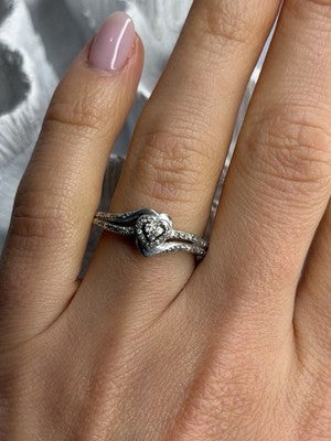 JWBR 925 Sterling Silver 0.04 ct Diamonds Heart Ring Size 6.5