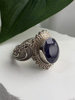 Vintage 925 Sterling Silver Sapphire Ring Size 9