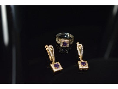 925 Sterling Silver Tanzanite & CZ Jewelry Set Turkey