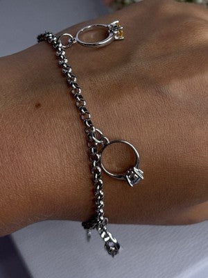 925 Sterling Silver Bracelet Multicolor Gemstones Length 8, 9 Inch